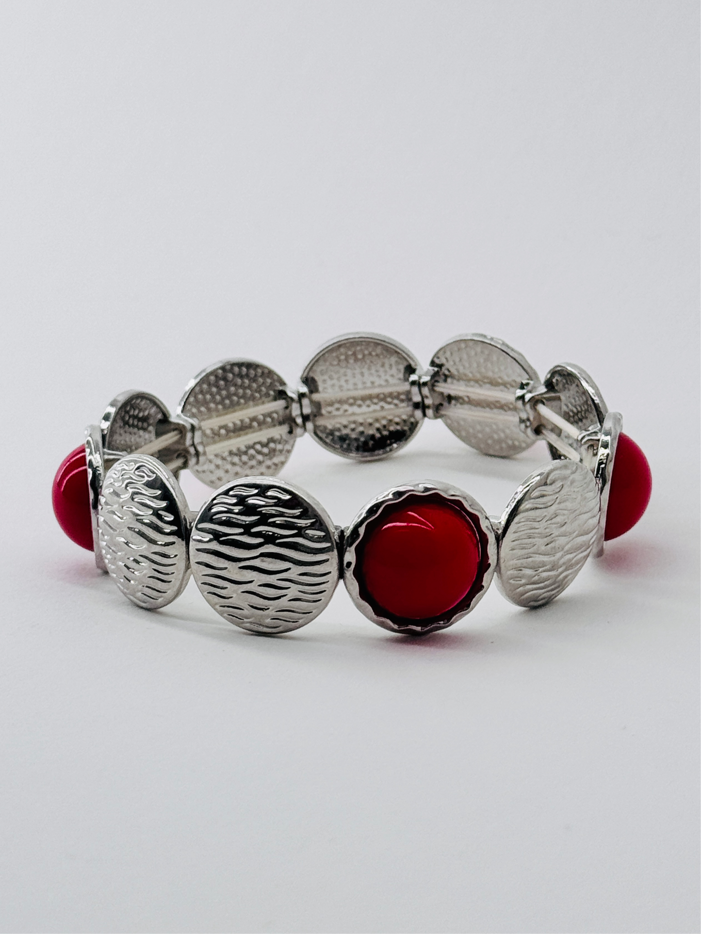 Red and Silver beaded bracelet
