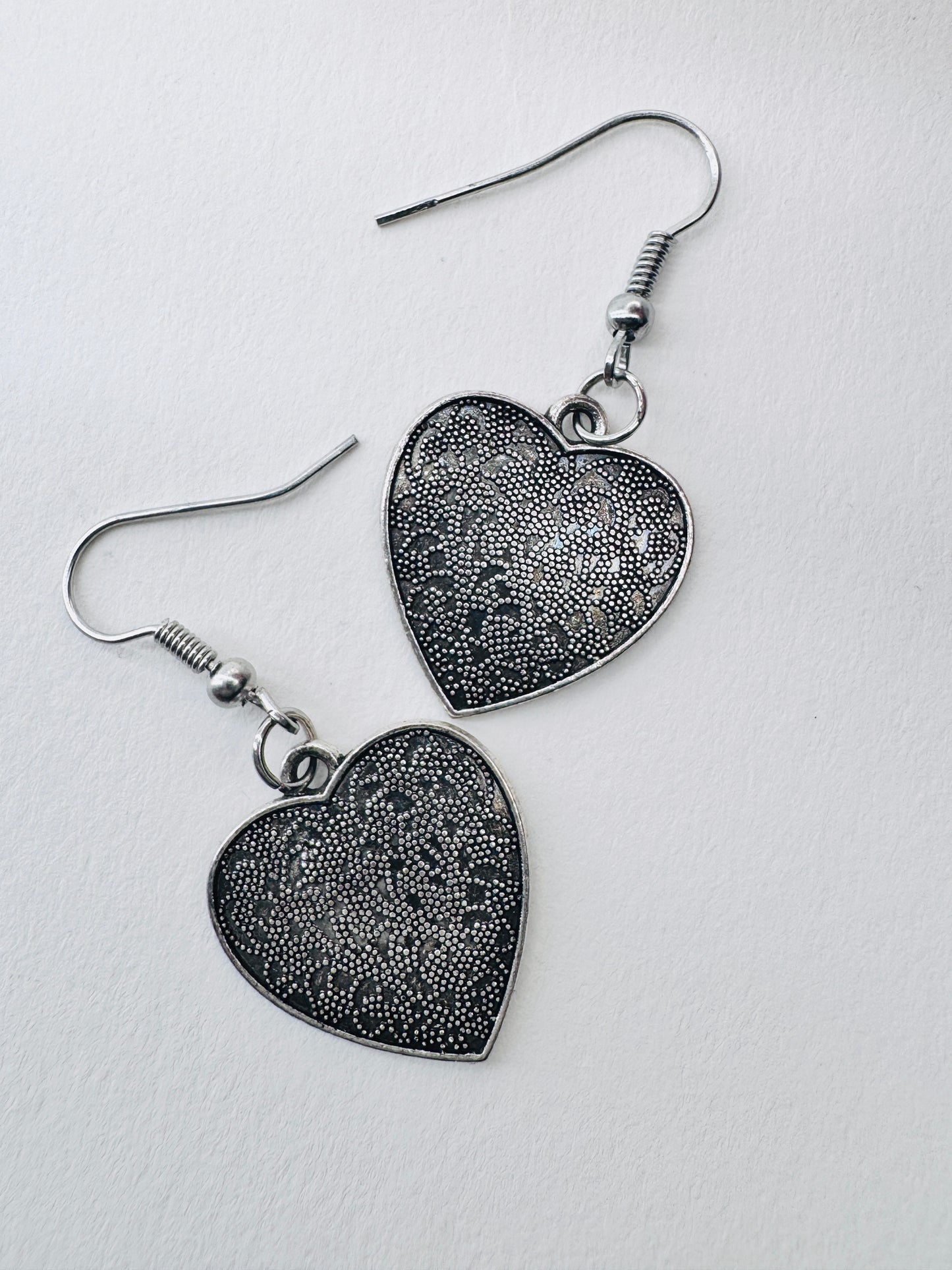 Vintage Silver Heart Earrings