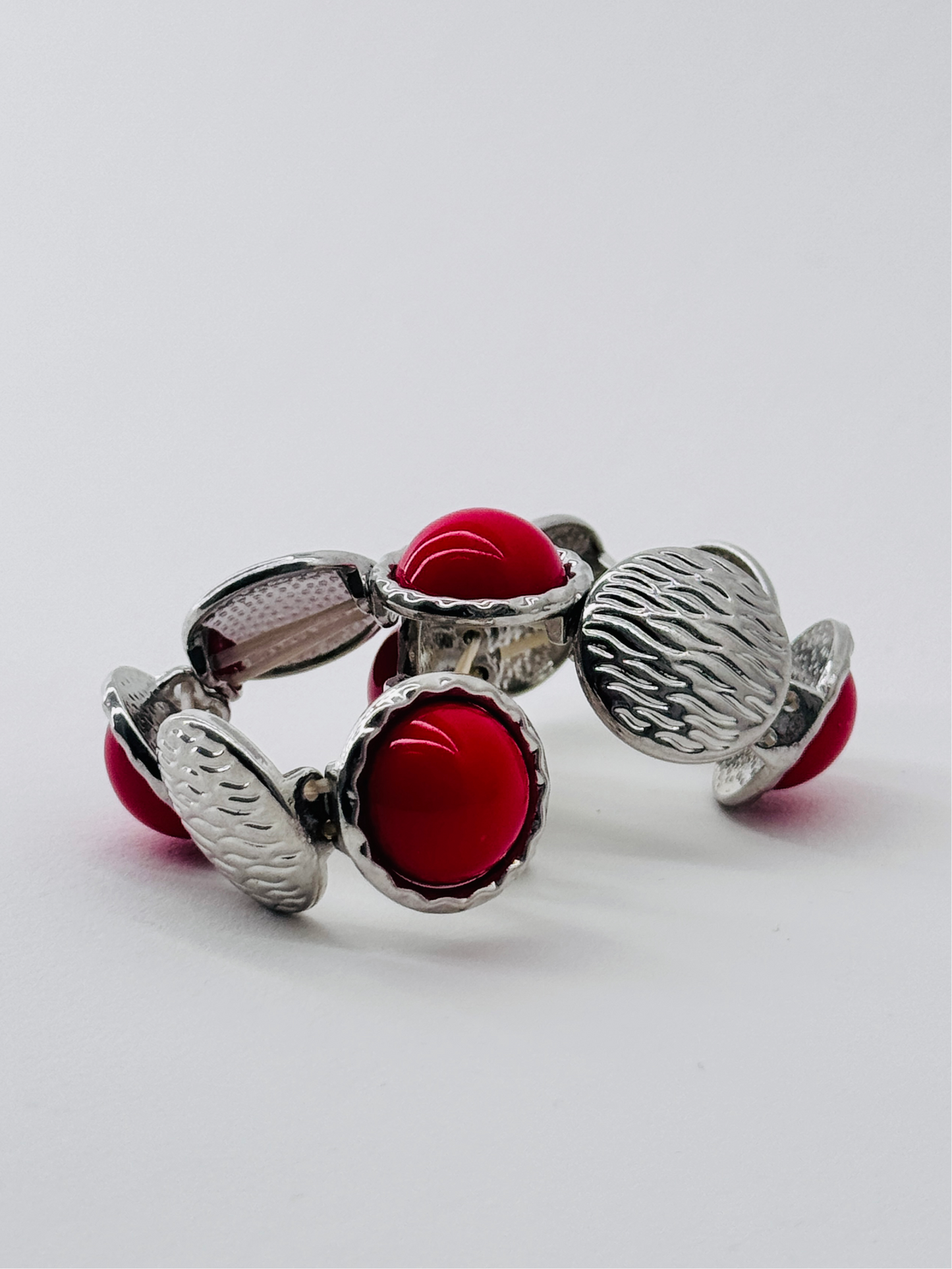 Red and Silver beaded bracelet
