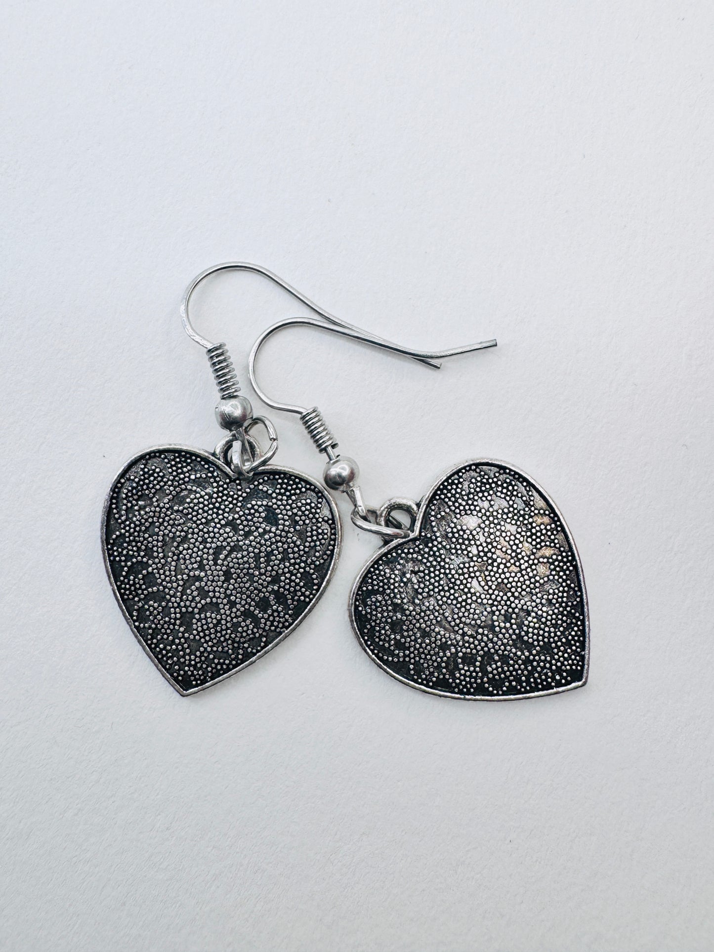 Vintage Silver Heart Earrings