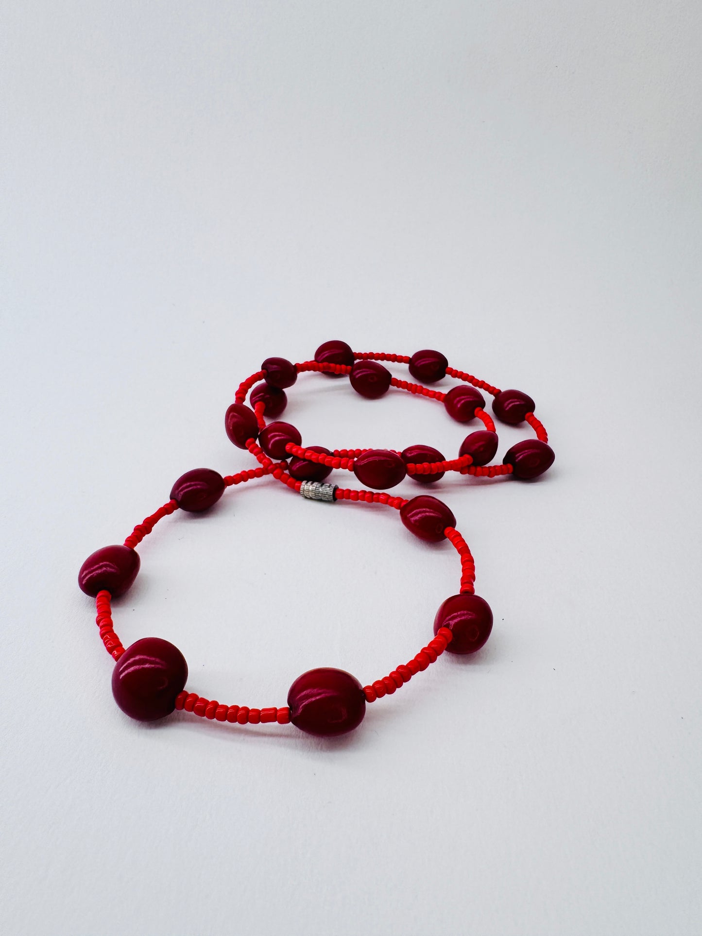Red Beaded Double Stack Necklace