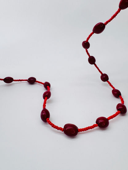Red Beaded Double Stack Necklace