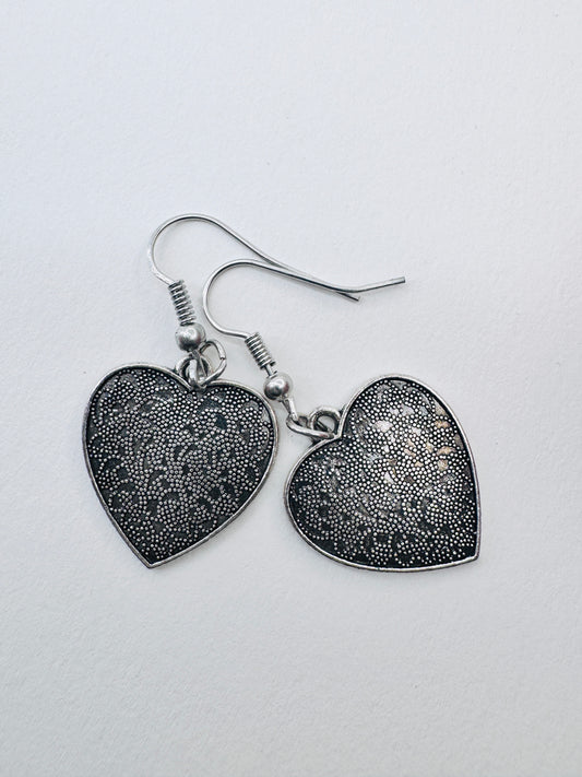 Vintage Silver Heart Earrings