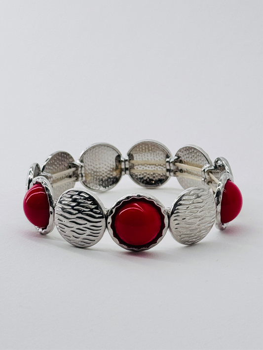 Red and Silver beaded bracelet