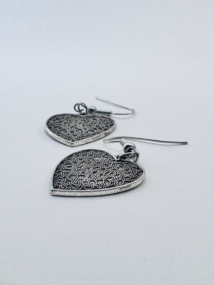 Vintage Silver Heart Earrings