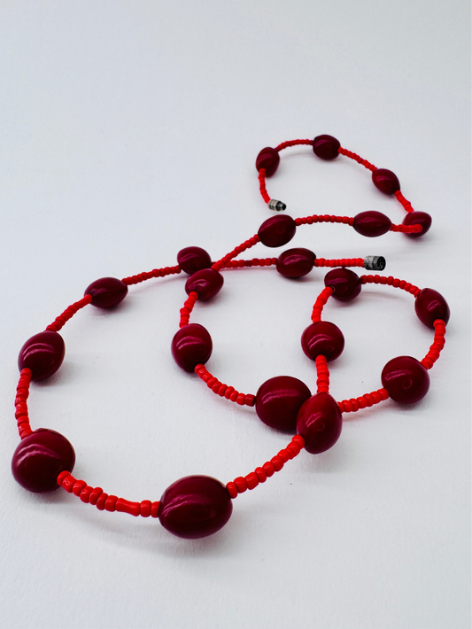 Red Beaded Double Stack Necklace